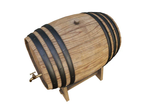 Wine barrel PBR Low-poly 3D Model