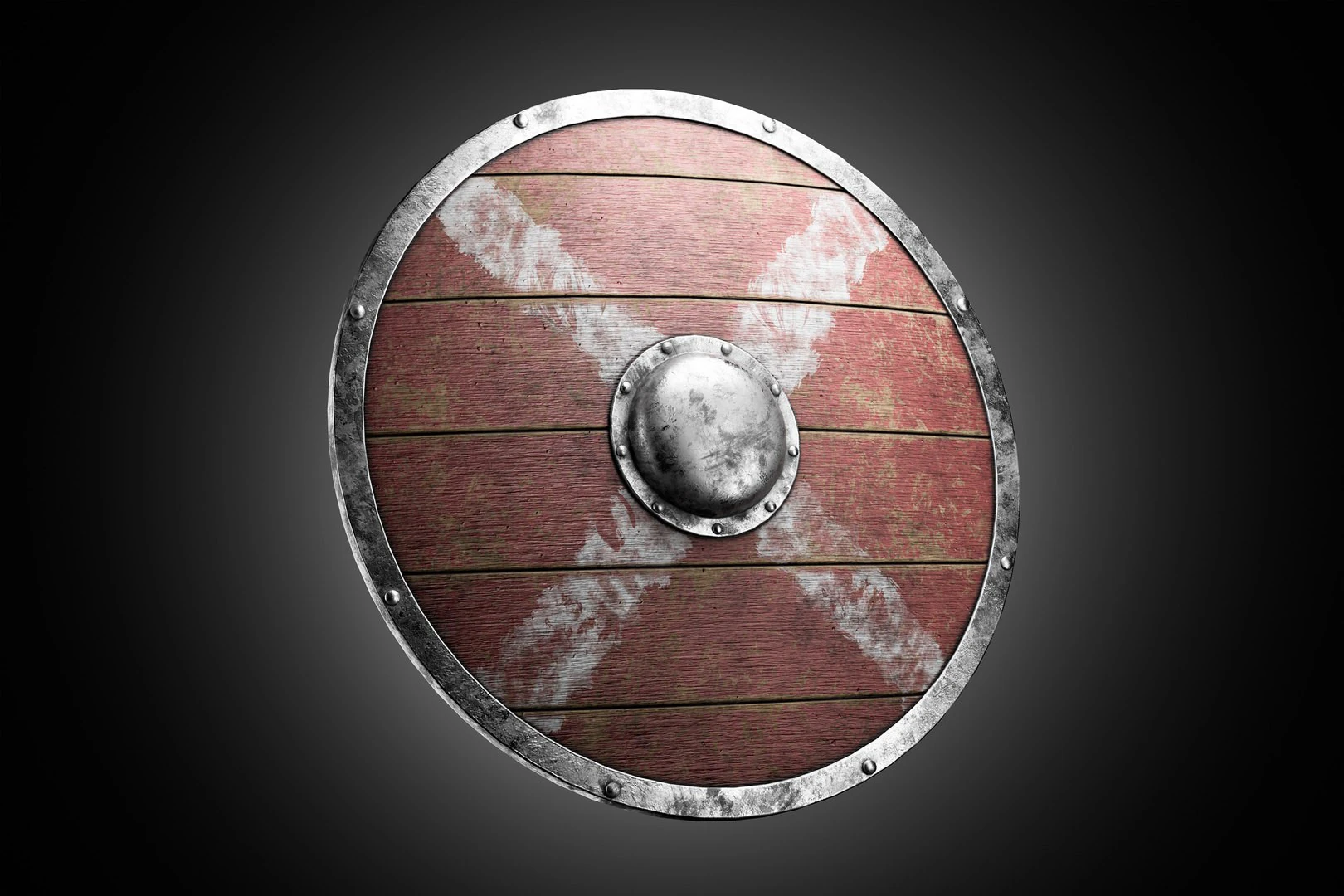 Slavic round wooden shield low-poly 3D Model .c4d .max .obj .3ds .fbx .stl .blend