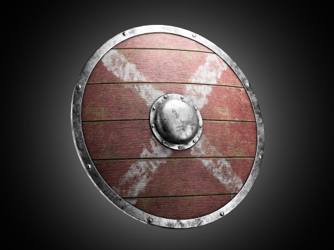 Slavic round wooden shield low-poly 3D Model