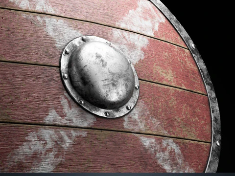 Slavic round wooden shield low-poly 3D Model