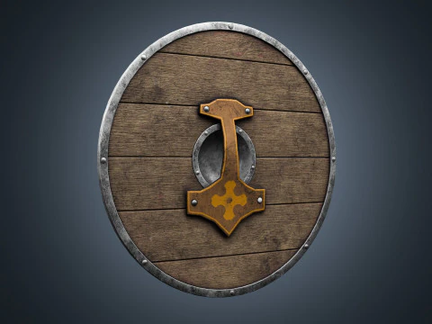 Slavic round wooden shield low-poly 3D Model