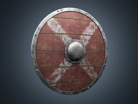 Slavic round wooden shield low-poly 3D Model