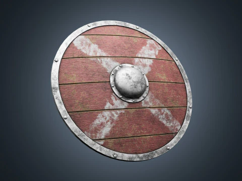 Slavic round wooden shield low-poly 3D Model