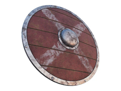 Slavic round wooden shield low-poly 3D Model