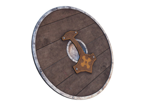 Slavic round wooden shield low-poly 3Dモデル