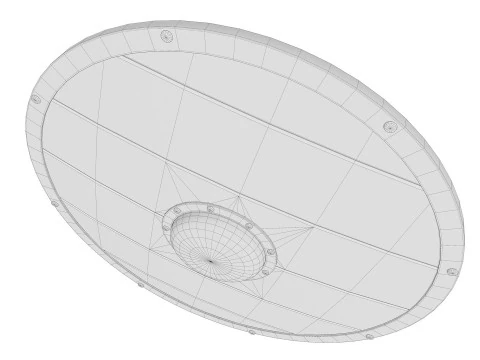 Slavic round wooden shield low-poly 3D Model