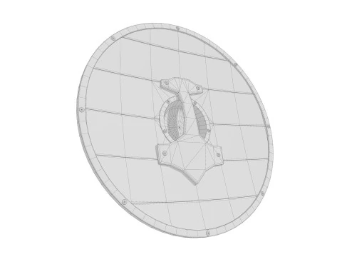 Slavic round wooden shield low-poly 3D Model