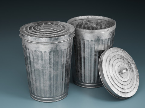 Street Trash Can PBR Game Ready 3Dモデル