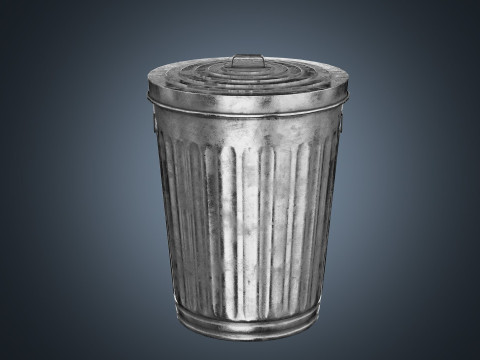 Street Trash Can PBR Game Ready 3Dモデル