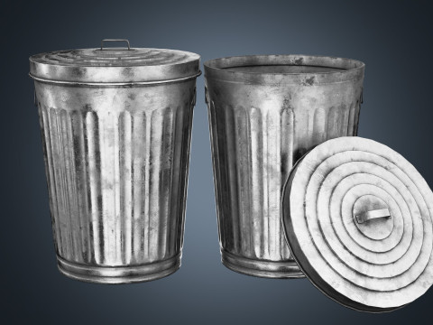 Street Trash Can PBR Game Ready 3Dモデル