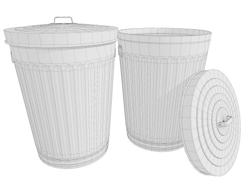 Street Trash Can PBR Game Ready 3Dモデル