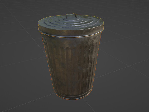 Street Trash Can PBR Game Ready 3Dモデル