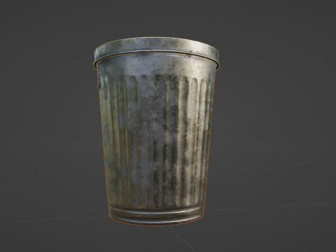 Street Trash Can PBR Game Ready 3Dモデル