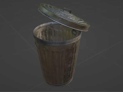 Street Trash Can PBR Game Ready 3Dモデル