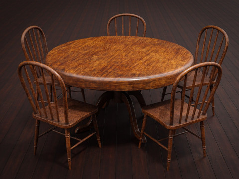 Table and chairs 3Dモデル