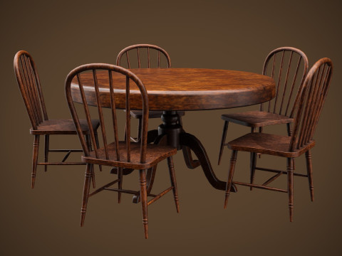 Table and chairs 3D Модель