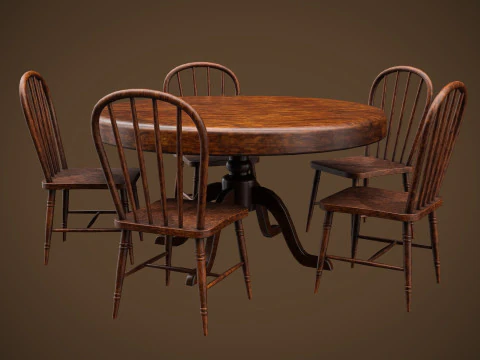 Table and chairs 3D Model
