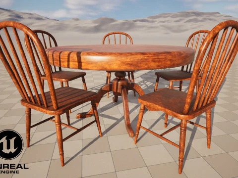 Table and chairs 3D Model