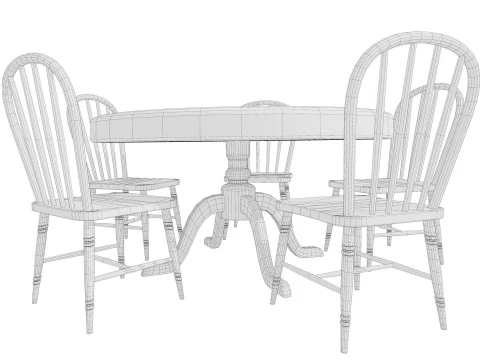 Table and chairs 3D Model