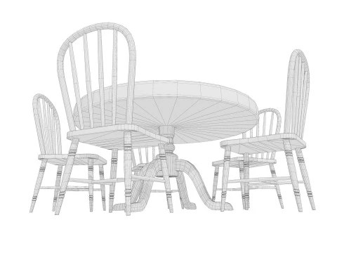 Table and chairs 3D Model