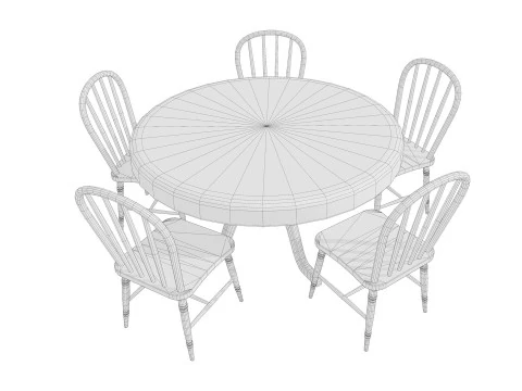 Table and chairs 3D Model