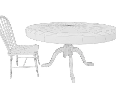 Table and chairs 3D Model