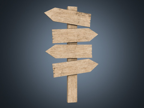 Signboards wooden 02 low-poly 3Dモデル