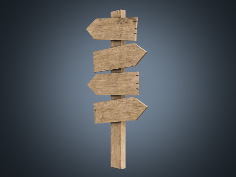 Signboards wooden 02 low-poly 3Dモデル