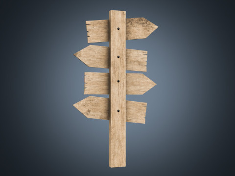 Signboards wooden 02 low-poly 3Dモデル