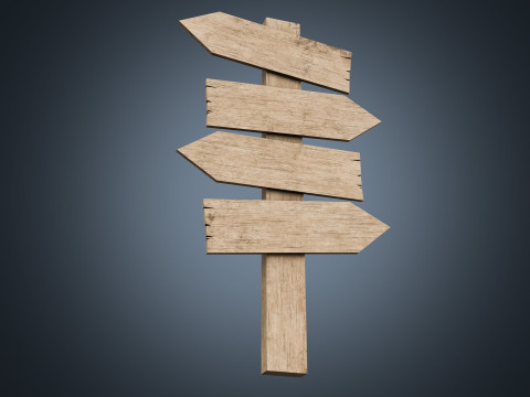 Signboards wooden 02 low-poly 3Dモデル