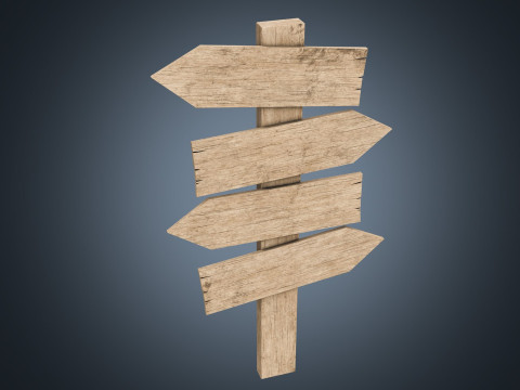 Signboards wooden 02 low-poly 3Dモデル