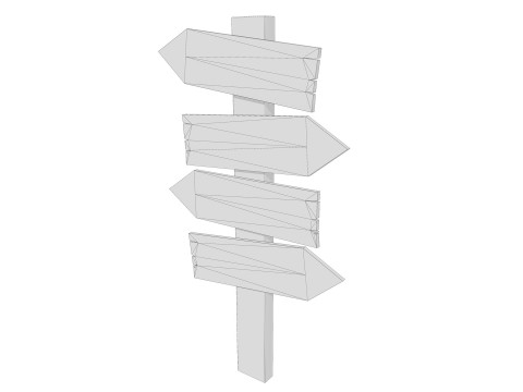 Signboards wooden 02 low-poly 3Dモデル