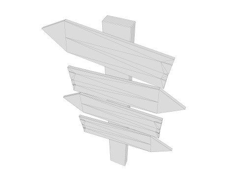 Signboards wooden 02 low-poly 3Dモデル