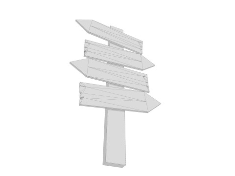 Signboards wooden 02 low-poly 3Dモデル