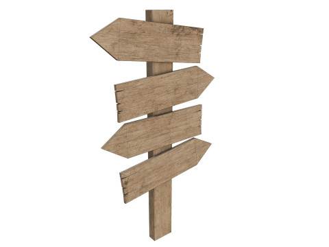 Signboards wooden 02 low-poly 3Dモデル