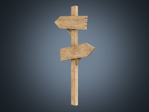 Signboards wooden 01 low-poly 3D 模型