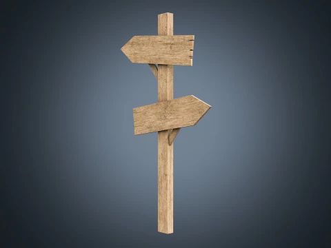 Signboards wooden 01 low-poly 3D Model