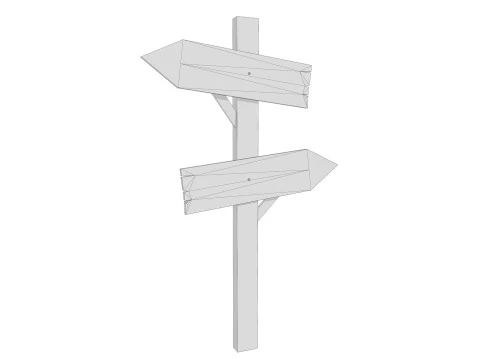 Signboards wooden 01 low-poly 3D Model