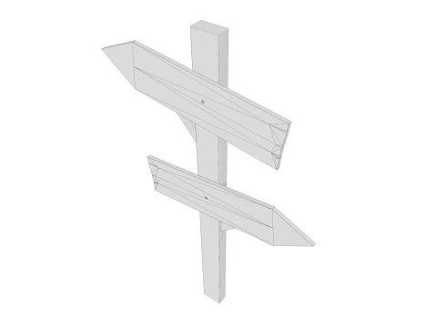 Signboards wooden 01 low-poly 3D Model