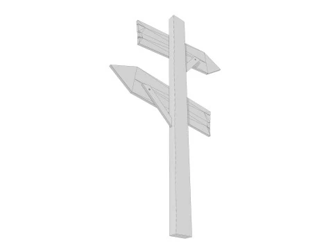 Signboards wooden 01 low-poly 3D Model