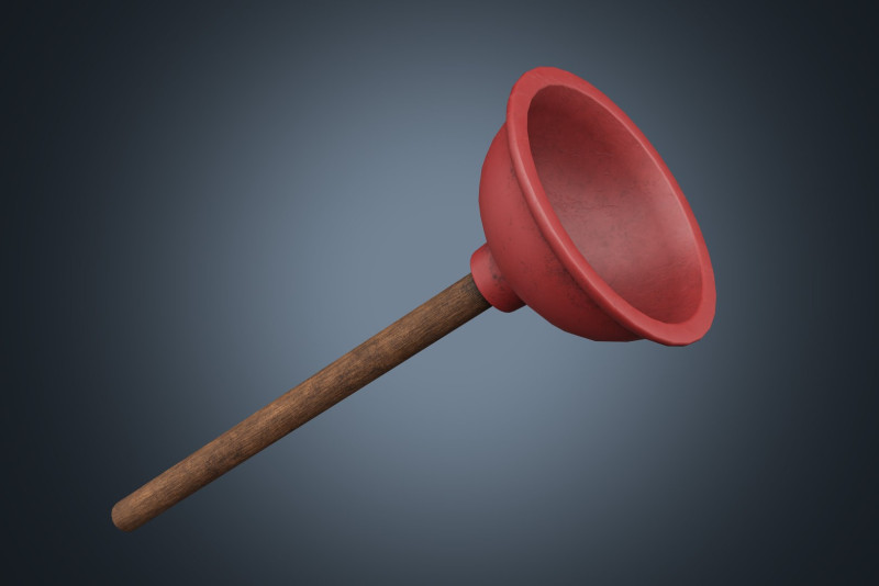 Plunger toilet brush PBR low-poly Model 3D .c4d .max .obj .3ds .fbx .stl .blend 