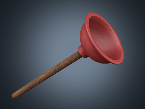 Plunger toilet brush PBR low-poly Modello 3D