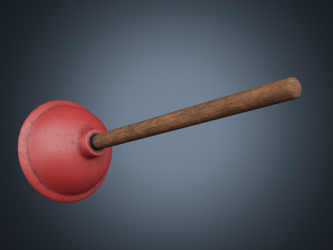 Plunger toilet brush PBR low-poly Model 3D