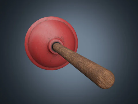 Plunger toilet brush PBR low-poly 3D Model