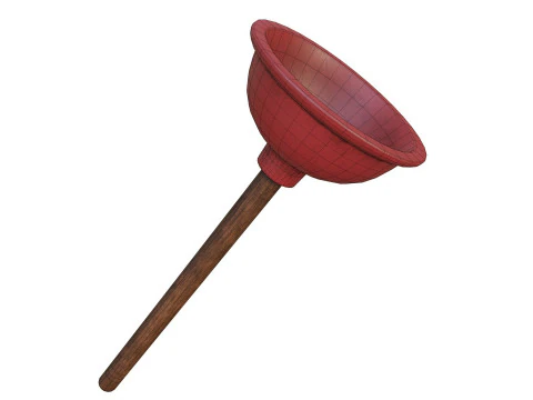 Plunger toilet brush PBR low-poly 3D Model