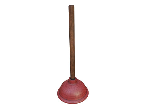 Plunger toilet brush PBR low-poly Model 3D