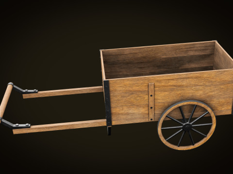 Wooden Cart Low-poly 3Dモデル