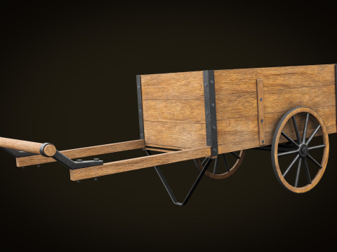 Wooden Cart Low-poly 3Dモデル