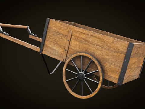 Wooden Cart Low-poly 3Dモデル