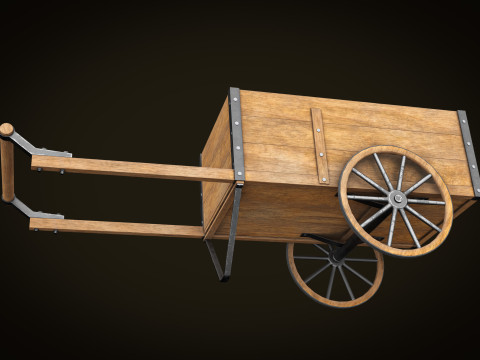 Wooden Cart Low-poly 3Dモデル
